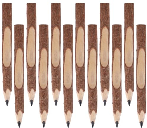 Zorplex 12 Piezas Ramita Lapices Madera Rústicos con Corteza Natural, Lápices de Ramita de Grafito Hechos a Mano, Material Escolar para Niños y Profesores, Regalos Creativos para Fiesta y Oficina