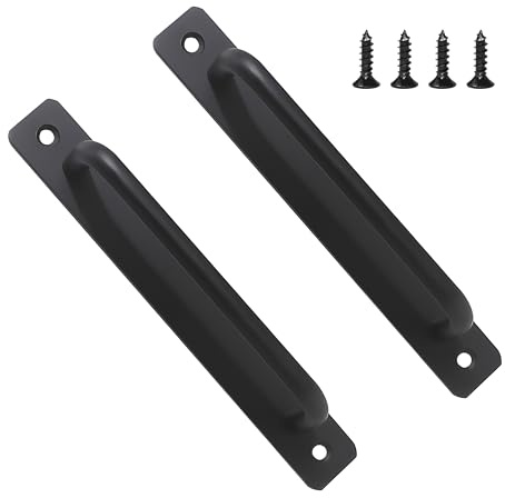 2 Pièces Poignée de Porte Coulissante, Poignée Meuble de Grange quincaillerie de 180 mm Anti-Rouille de Porte Aluminium avec Vis pour armoires, placard, meubles de cuisine et chambre etc(noire)