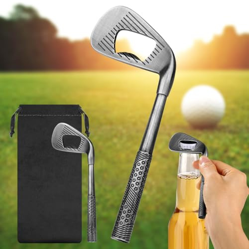 Golf Club Shaped Bottle Opener, Premium Metal Beer Bottle Opener, Perfect Christmas Gifts for Him, Personalised Golf Gifts, Dad Presents Option, Novelty Bar Tool for Parties, Birthdays, Father’s Day