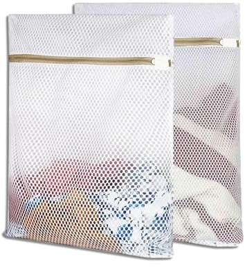 DJHUHN Wäschesäcke für Waschmaschine 2Stück Wäschebeutel mit Gold Reißverschluss Wäschenetz Reise Laundry Bag Reiseaufbewahrung Organisationsbeutel für Pullover Hemden Unterwäsche (Gold, 50 * 60cm)