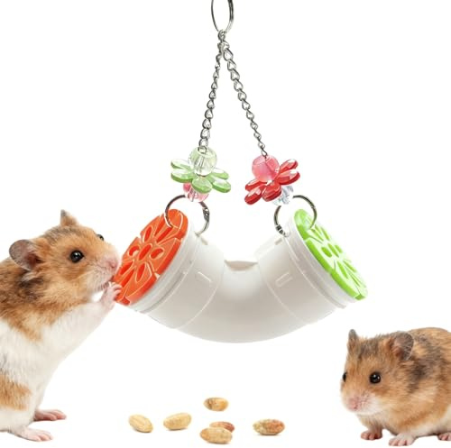 Anranmm Rat Enrichment Toys, Hanging Tube Mice Treat Dispenser, Slow Feeder | Rat Cage Accessories Enrichment, Interactive Foraging Toys for Birds, Hamsters, Small Animals, Rabbits and Parrots
