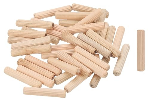 QUARKZMAN 300Stk 5/16x1-9/16 (8mmx40mm) Holz Dübel Mit Rillen Und Fase Gehärtete Holzstifte Verjüngte Dübel Für Möbel DIY Bastelarbeiten