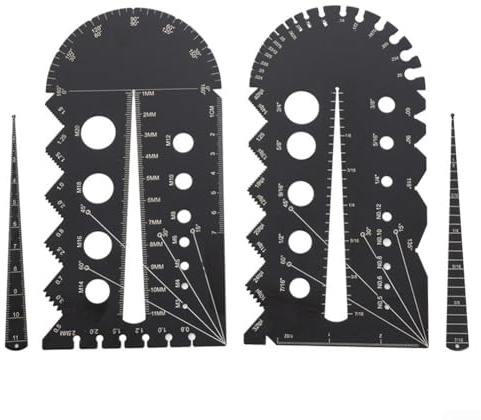 Juego de medidores de comprobación de rosca métrica e imperial para tornillos de medición, tuercas, pernos, herramienta de medición de rosca de aleación de aluminio con rango de 0 a 360 mm, ± 0