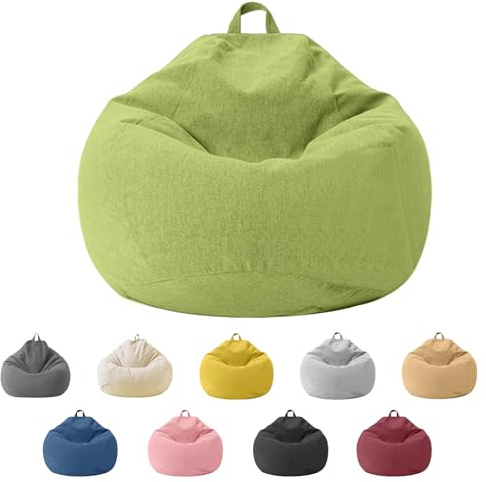 Jinfanshurich Pouf per bambini e adulti, solo rivestimento (senza imbottitura), sedia a sacco per camera da letto, ufficio, soggiorno, terrazza (verde)