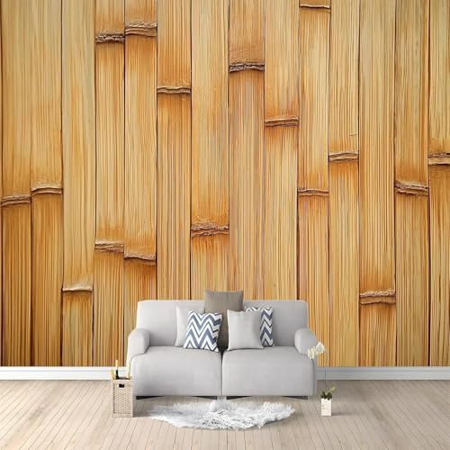 Fotomurales Decorativos Pared Textura de Bambú 3D Mural Autoadhesivo Pared Rayas Geométricas Papel Pintado Tela de Seda Papel Tapiz Panorámico 200x140 cm B-0612