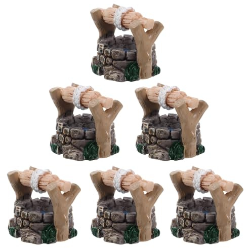 OSALADI Lot de 6 Puits d'eau Miniatures en Résine, Ornements Artisanaux pour Décoration de Jardin Extérieur, Modèles de Micro-Paysage et Accessoires de Maisons Miniatures