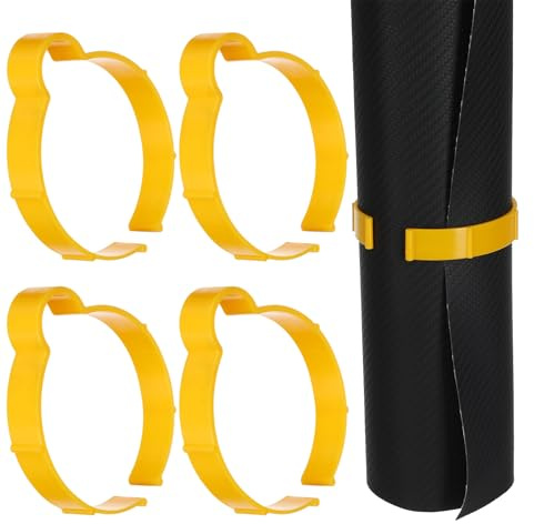 Abaodam Clips pour Feuille de Film Vinyle 4 Pièces, Taille S 8 Cm, Anneaux de Fixation Jaunes pour Pose et Rangement de Films Adhésifs Voiture, Outil Pratique pour Bricolage Automobile