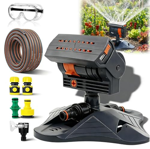 Irrigatore oscillante a 16 ugelli 2026 con timer per irrigazione a doppia zona, mini irrigatori oscillanti turbo per irrigazione da giardino, ampia copertura (B)