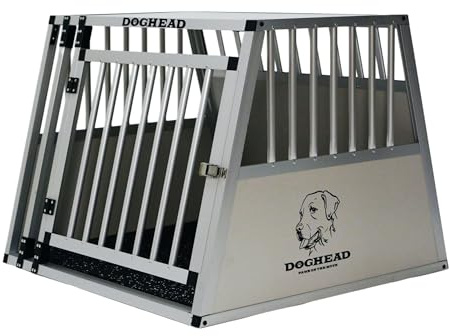 DOGHEAD Hundetransportbox Comfort, Single 80x80x63 cm, Grau/Silber, Aluminium, Beidseitig Abgeschrägt 75°