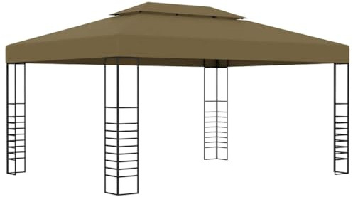 Mokuyary Tendone 3 x 4 m Taupe 180 g/m² Tenda di ricezione, Gazebo Gazebo Gazebo Padiglione per Campeggio, Eventi, Terrazze e Festival