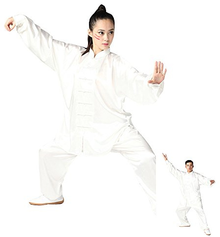 ZooBoo Unisex Rayon Tai Chi Uniform Kung Fu Clothing (White, M)