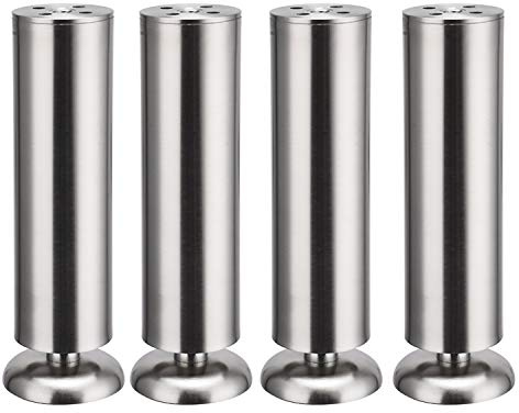 Qrity 4x Stainless Steel Furniture Feet, 200mm Sofa Support Foot with Rubber Mat, Cabinet Coffee Table TV Stand Legs, Dia 50mm