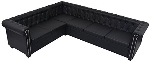 Festnight- Canapé d'angle Chesterfield 6 Places Cuir Artificiel 260 x 205 x 73 cm
