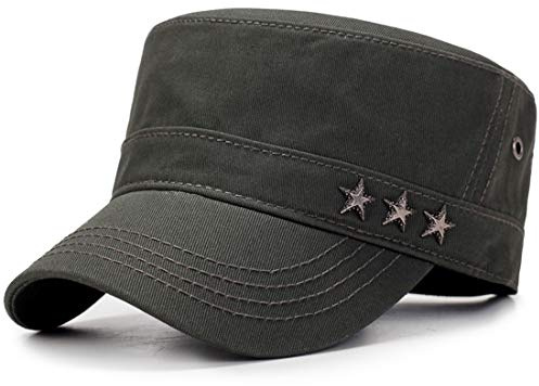 Yixda Unisex Baseball Caps Army Military Flat Cap Sonnen Outdoor Sport Kappe (Stern Armeegrün)