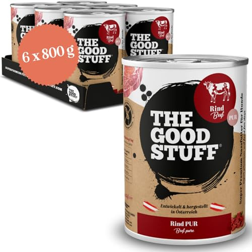 The GOODSTUFF Rind Pur 6 x 800 g | Hochwertiges Nassfutter für Hunde | Hundefutter nass | Mit frischem Rindfleisch | Hunde Nassfutter getreidefrei | Super-Premium Hundefutter mit hohem Fleischanteil
