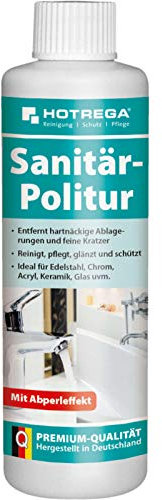 HOTREGA Sanitär-Politur 250 ml, Abperleffekt für Edelstahl, Chrom, Keramik, Acryl, Glas