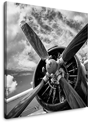 EAUZONE GmbH Flugzeug im Retro Design 60x60cm Wandbild auf Leinwand, Kunstdruck Moderne Bilder