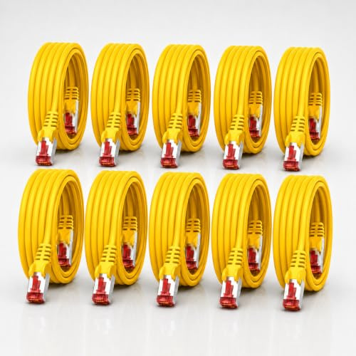 1CONN Cat6 network cable 10 x 0.5 m yellow Ethernet cable Lankabel Cat6 Lan network cable Sftp Pimf patch cable 1000 Mbit s
