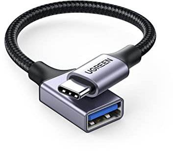 UGREEN Cavo OTG Type C a USB 3.0 Adattatore Tipo C Maschio a Femmina 5 Gbps Nylon Intrecciato Compatibile con iPhone 17 PRO Max Air iPad MacBook 2024 Galaxy S24 Huawei Xiaomi (Gray)