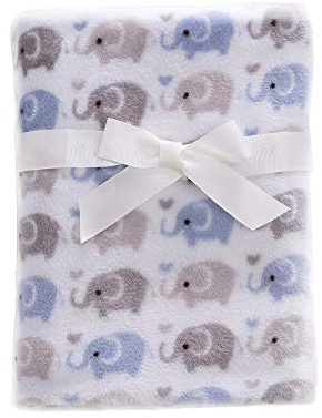 Crevent Söt, lätt, silkeslen, mysig, varm babyfilt för spädbarn, småbarn, nyfödda, unisex, barnsäng, barnvagn, sommar- och våranvändning (75 x 100 cm, blå elefant)