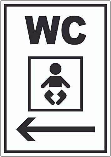 WC Wickelraum mit Pfeil nach links Aufkleber A4 (210x297mm)