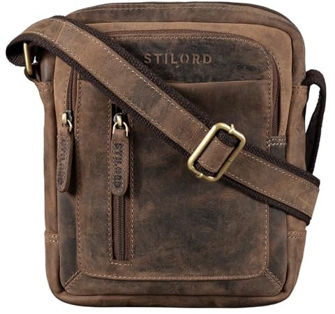 STILORD 'Jamie' Herren Ledertasche - Perfekt für Reisen & Alltag - Kleine Vintage Messenger Bag für 9.7 Zoll iPad - Moderne Schultertasche für Männer Echtleder, Farbe:calais - braun