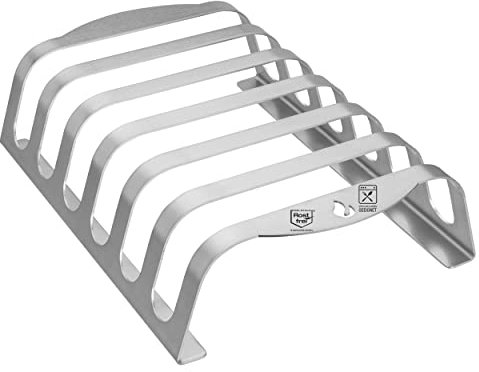 mocisa Rib-Rack Size XL (6er)| Rippchenhalter mit Griffen |Das Profi-Tool zum Rippchen-Grillen |Edelstahl | lebensmittelecht |hergestellt in Bayern |für 6 saftige und leckere Spare-Ribs |