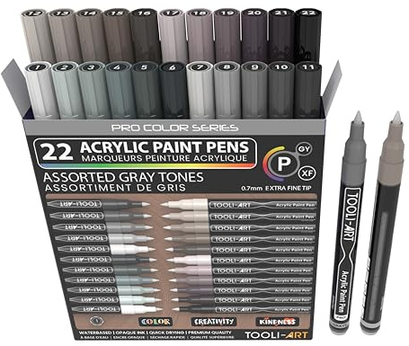 acrylstifte für steine wasserfest, 22 Stück, gelb und braun, Marker der Pro Color Serie, 0,7 mm, extra feine Spitze, für Steinmalerei, Glas, Tassen, Holz, Metall, Leinwand, ungiftig schnelltrocknend
