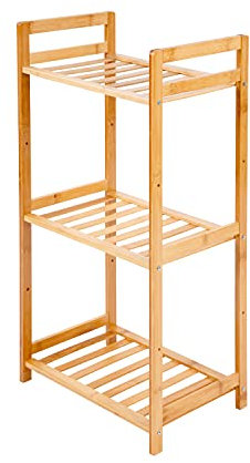 PACHIRA Standregal mit 3 Ablagen, 35 x 25 x 71 cm Bambusregal, Stehendes Lagerregal Aus Bambus, Als Küchenregal, Badregal, Bücherregal, Schuhregal, Holzregal Für Badezimmer, Küche, Wohnzimmer, Balkon