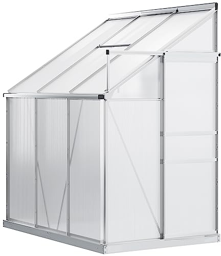 Outsunny 6' x 4' Aluminum Lean-to Greenhouse Adjustable Roof Vent Clear