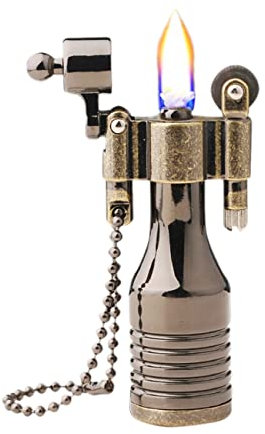 TIANTIAN Accendino a olio con pietra focaia e stoppino, con mini accendino portatile a benzina, riutilizzabile, antivento, per uomo (non incluso carburante)