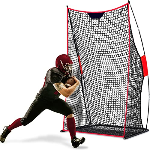 Doubleriver Fußball-Kicknetz für Feldtore, 1,2 x 2,1 m, Übungsnetz, strapazierfähige Fiberglas-Stangen und Polyester-Netz für Quarterback, Punting und Kicktraining – perfekt für Hinterhof-/Park