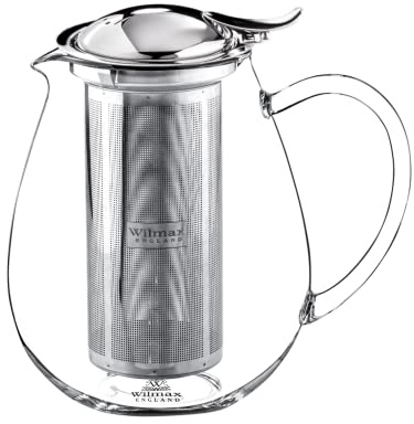 Wilmax | Teekanne Glas mit Siebeinsatz | 1300 ml |Teapot | Teezubereiter für losen Tee | Vollkommen transparent | Herausnehmbarer Filter | Kannenfunktion | Spülmaschinenfest | Geschenkidee
