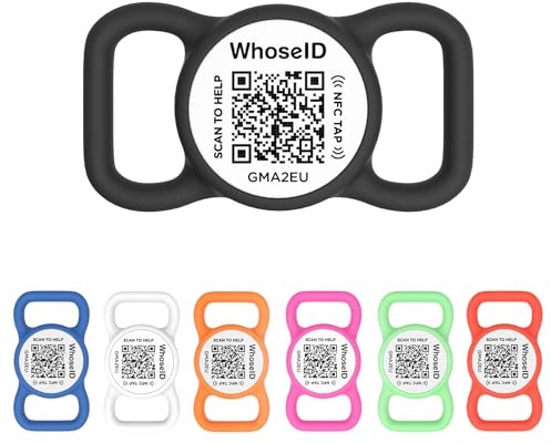 QR-Hundemarke, personalisierte Haustier-ID-Tags, geräuschlose Silikon-QR-Code-ID-Tags, senden Sie Haustierstandort-Benachrichtigung beim Scannen, Multi-Pet-Management, Schwarz und Weiß