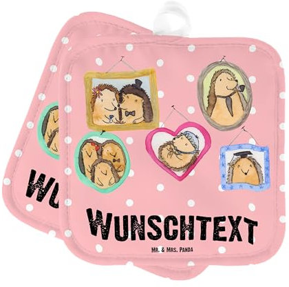 Mr. & Mrs. Panda Personalisierte Topflappen Igel Familie - Geschenke, Topfuntersetzer, Personalisiert, Papa, Muttertag, Mama, Bilder, Liebe, Namensaufdruck, Personalisierter Ofenhandschuh, mit Namen