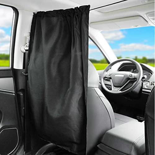 Rikmody Car Divider Privacy Curtains, Seat Partition Curtain, Sun Shade Blocking, Universal Front Rear Curtain Window Sunshade Cover Protection Large 74.8*47.2inch, black