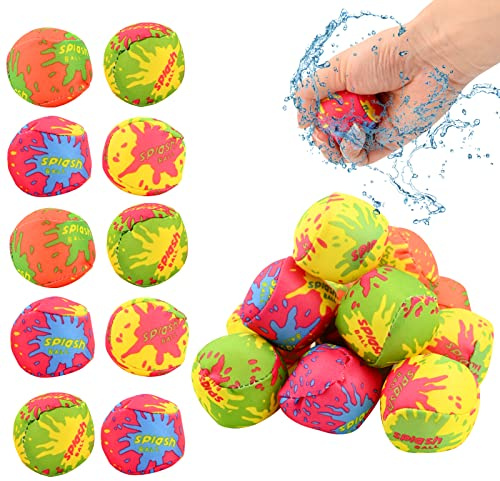 Gukasxi Water Balls, 24Pcs Water Splash Balls Soaker Balls Reusable Water Balls Soft Cotton Juggling Water Bombs Swimming Pool Balls Toys for Kids Adults Summer Water Activities Outdoor Game, 5cm
