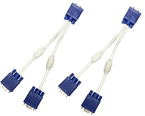 Gatuida Adaptador Vga Divisor 1 Entrada 2 Salidas para Monitor y Pc, Cable Adaptador Macho a Hembra Doble, Uso Duplicación De Pantalla, 0,3 Metros, 2 Unidades, Color Negro