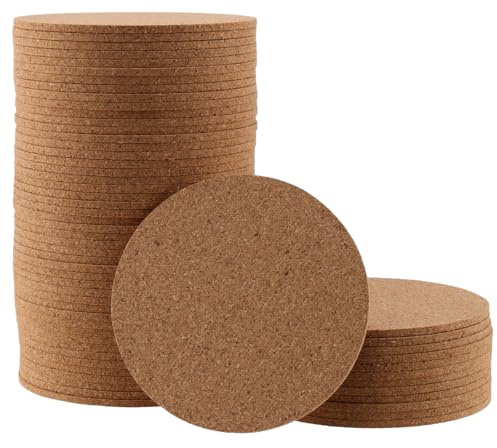 60 Stück Korkuntersetzer, 10cm Dm 3mm Dick, Runde Topfuntersetzer Kork Set | Saugfähige Untersetzer Gläse Korkuntersetzer Glasuntersetzer für Haus, Büro, Bar, Restaurant