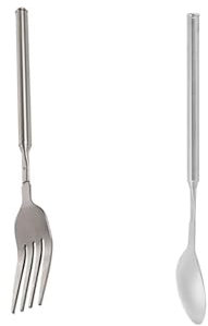 Fourchette télescopique + cuillère télescopique, 64 cm de long, en acier inoxydable, cuillère télescopique de 62 cm de long pour couverts, barbecue, dîner