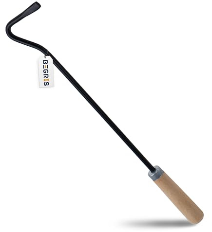BEGRIS® Schürhaken Kamin 45 cm Stab, Messer, Draht mit Holzgriff Feuerhaken, Schornsteinfeger für Asche, Kohle, Ofen Zubehör Kamin