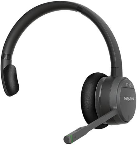 GEQUDIO GC-1 DECT Headset für FritzBox - Kabellos Telefonieren mit Anrufsteuerung am FritzFon – Duales Headset mit Bluetooth für PC und Smartphone - HD Audio (1-Ohr)