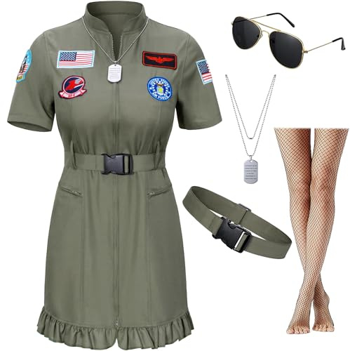 TOKYO REVENGERS Women Fighter Pilot Costume Air Force Flight Dress Halloween Cosplay Costume With Accessories Set(L)