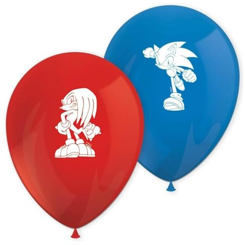 Procos Sonic The Hedgehog Luftballons 8 Stück Ø 21cm Bedruckt Rot Blau Latex Luftballons Geburtstag Deko