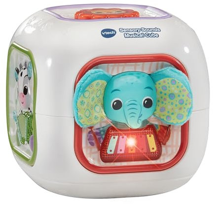 VTech Baby Sensory Sounds Musical Cube,Interactive Baby Toy with Nursery Rhymes,Classical Tunes & Manipulatives,Teaches Animals & Instruments, Gift for Babies 3,6,12,18 months +,English version