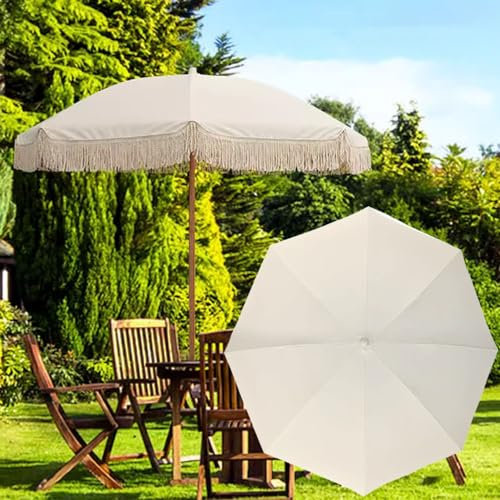 ZYBOWAYL Parasol de Jardin Protection Solaire, 6.6Ft Parasol de Plage avec Frange, Parasol Extérieur Style Bohème, Pliable, Portable, pour Terrasse Piscine Restaurant en Extérieur