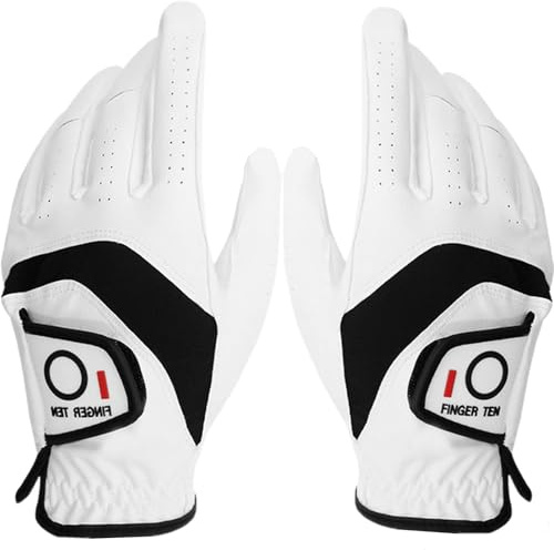 LOVMEAD Golfhandschuhe für Herren, Linke und rechte Hand, Cabretta-Leder, gutes Paar, Golfhandschuhe für Männer, Regengriff, verschleißfest, langlebig, flexibel, bequem