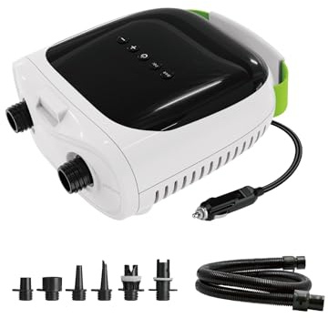 Wave Electric SUP Pump for Paddle Board & Kayak, 20 PSI Dual-Stage Air Pump, Fast Inflate & Deflate, LCD Display, 12V Car Charger, Portable Inflator for Pool, Airbed & Inflatables - White