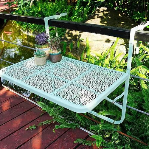 Mensola sospesa da parete, tavolo con ringhiera regolabile per balcone, design per esterni, balcone, bar, bianco