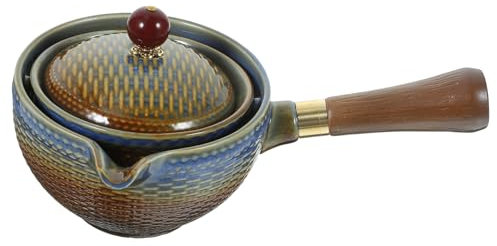 HOLIDYOYO 360degree Unique Design Tea Pot Portable Ceramic Kettle Strainer for Tea Lovers Rotation